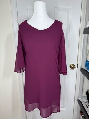 BCX Plum V-Neck Midi Dress